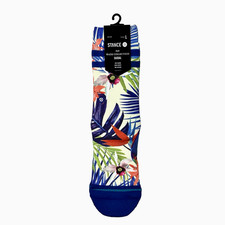 Stance Kids Blue Crew Polyester Cushion Wade Collection Tropical Casual Socks L