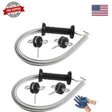 2 Set Electric Fence Spring Gate Kit 16.4ft Open/close gate without power o...