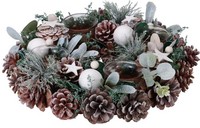 Adventskranz Mit Zapfen & Kugeln Weiß-GrüN - Weihnachtsdeko, Adventsgesteck