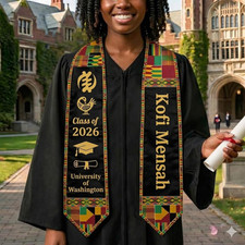 Personalized Kente African 2026 Graduation Stoles, Gift For Senior University