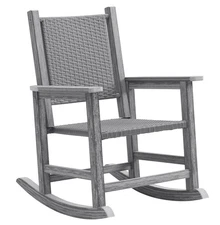Oversized Outdoor Patio Wicker Rattan Rocking Chair 350 lbs Capacity Gray