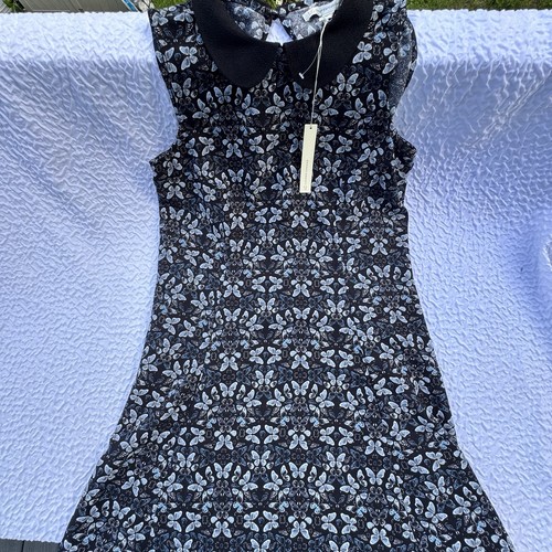 LC Lauren Conrad Black & White Butterfly Fit & Flare Peter Pan Collar 4
