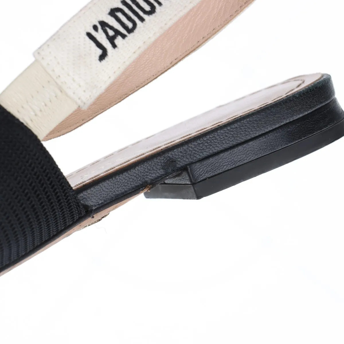 Christian Dior J'ADIOR Leather x fabric Flat Pumps 35.5 Ladies' Black x ivory SI thumbnail 14