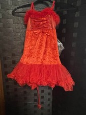 Red Devil Child Size Medium Costume w/tail and headband. NWOT Shedevil red