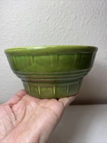 Vintage Unique Haeger USA 33 Dark Green Ceramic Planter/Vase/Bowl 3” Tall MCM