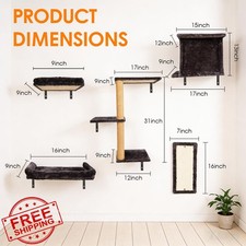 Teynouk 5in1 Cat Wall Shelves, Sisal Scratching Perch, Mounted Furniture