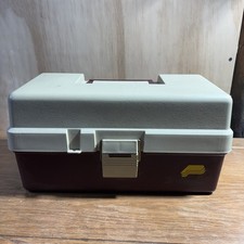 Plano 3300 Three Tray Fishing Tackle Box Tan  Purple Very Nice