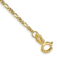 10K Yellow Gold 1.25mm Flat Figaro Chain Bracelet 6 Inch