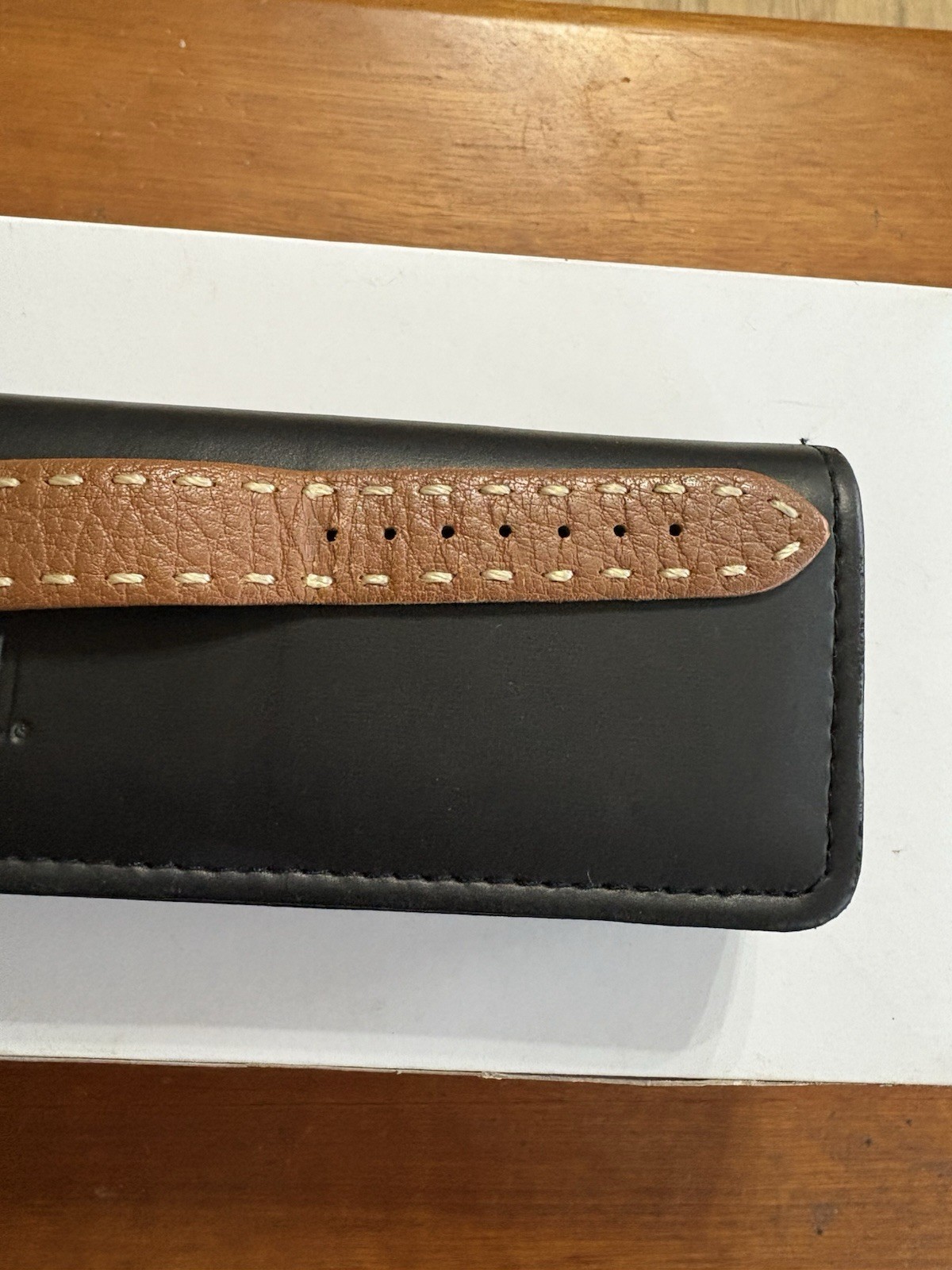 Fendi rectangular silver-tone watch with a tan le… - image 7