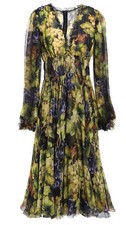 Dolce & Gabbana Women's RUFFLE-TRIMMED PRINTED SILK-CHIFFON DRESS LIME GREEN 8