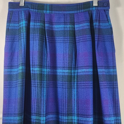 Vtg Pendleton Jacket Skirt Set Sz 12 Wool Plaid Jewel Tones Royal Blue Purple - Picture 19 of 24