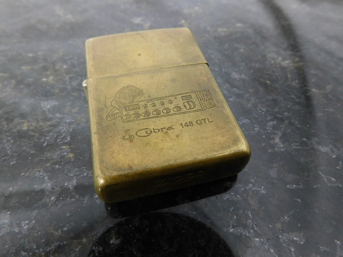 Vintage 1993 Zippo Brass Lighter - Cobra 148 GTL CB Radio Edition