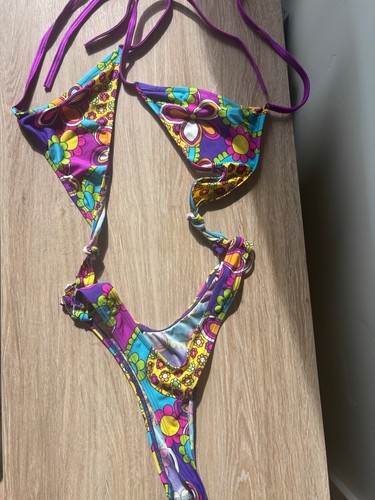 colorful floral boho retro dancwear exotic bodysuit o ring