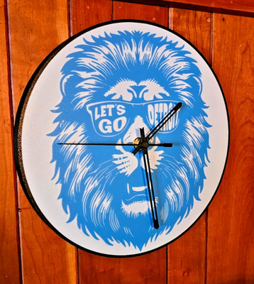Detroit Lions Wall Clock 3D Printed Football Decor Man Cave Garage She Shed   