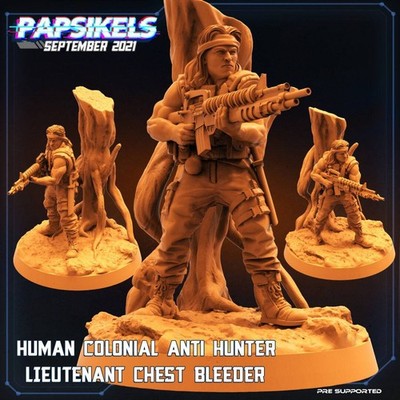 Skull Hunters - Human Colonial Hunter Lieutenant Chest Bleeder - Papsikels, Resi
