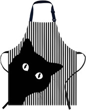Black Cat Face Apron for Men and Women, Cooking and Baking Apron, Kitchen Bibs