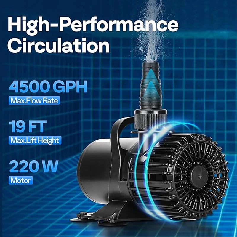 Bomba de agua sumergible eléctrica 220W 4500GPH para estanque Koi piscina fuente acuario Foto 4 de 4