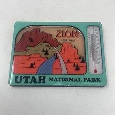 Zion National Park Utah 3 3/4" by 2 3/4" Refrigerator Magnet With Thermometer