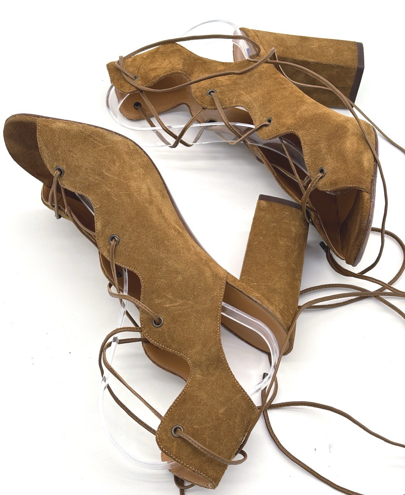 Scarpe sandali Saint Laurent YSL scamosciati stringati gladiatore tacco misura 39 euro