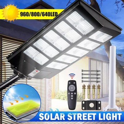 11000W Commercial Solar Street Light LED Area Road Lamp Dusk To Dawn+Timer+Pole