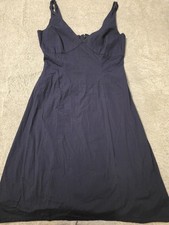 Eddie Bauer Navy Sundress Zipper Wize 4 Cotton Blend Spring Summer Coastal