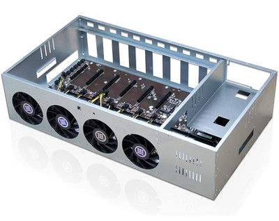 MinerDude GPU Mining Rig Chassis with Multiple Cooling Fans and PSU