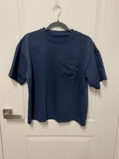Uniqlo Men  s Blue Solid Crew Neck Pocket Short Sleeve T-Shirt Size L