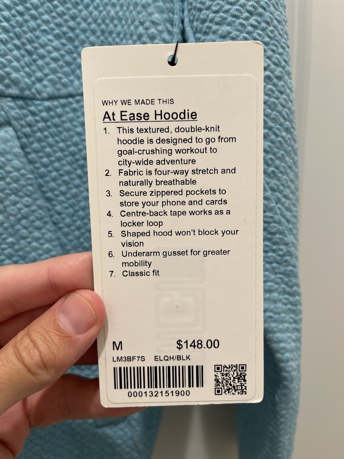 Lululemon At Ease Hoodie NWT Size Medium Heathered Electric Turquoise ELQH/BLK image 4
