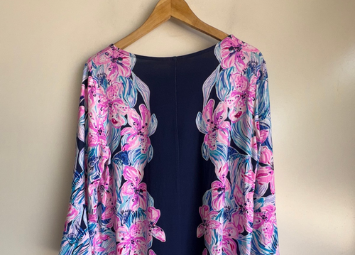 Abito Lilly Pulitzer Ophelia Swing nuovo con etichette taglia XL Hypes & Stripes rosa navy - Foto 8 di 13