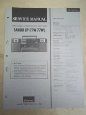 Sansui Service Manual~CP-77W/77WL Boombox Radio System~Original~Repair
