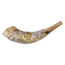 Ram Horn Shofar Silver Coated With Lion Of Judah 12"-14" Plus Bag