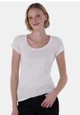 NO BOUNDARIES Womens T-Shirt Size XL 16-18 Scoop Neck White Lightweight New