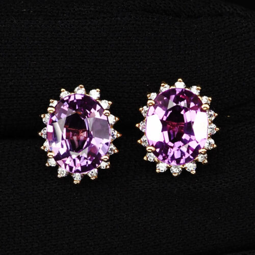 Exquisite Blue Purple Sapphire Oval 6.8Ct 925 Sterling Silver Handmade Earrings - Photo 1/6