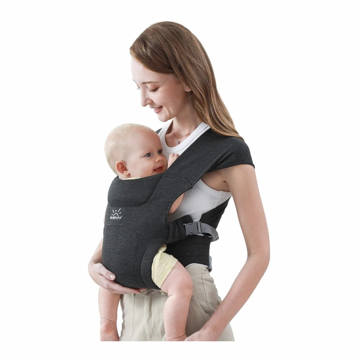 Momtory Newborn Carrier (7-25lbs), w/ Hook&Loop for Easily Adjustable, Dark Gray