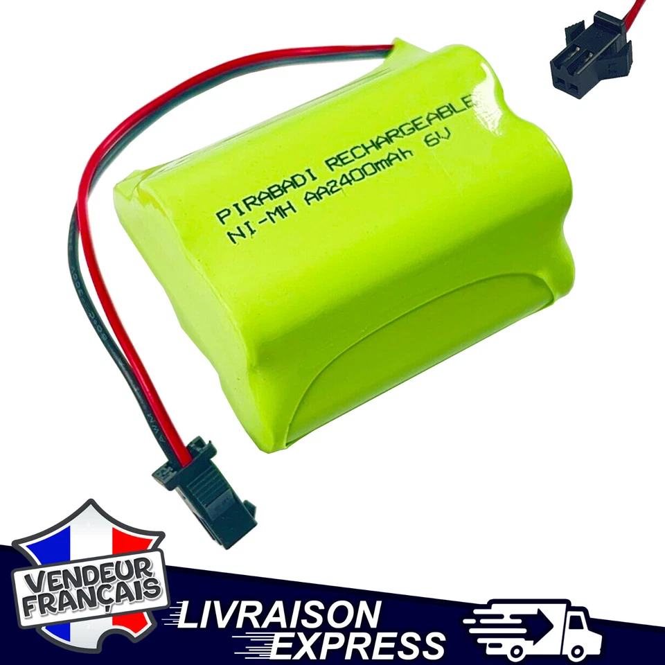 PACK 5 PILE ACCU RECHARGEABLE 6V NI-MH AA 2400mAh AVEC CONNECTEUR SM-2P (1779) - Photo 1/1