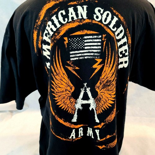 Apprime American Soldier Army XXL Black White Orange american Flag T- Shirt NWT - Picture 3 of 7