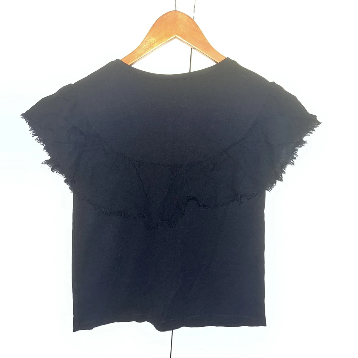 Black ruffle cheap top zara