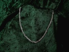 Chain 24" Silver .925, SOLID Figaro Flat Diamond-Cut, Width 4.20 mm, R C I,  5 