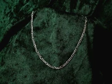 Chain 24" Silver .925, SOLID Figaro Flat Diamond-Cut, Width 4.20 mm, R C I, (#5)