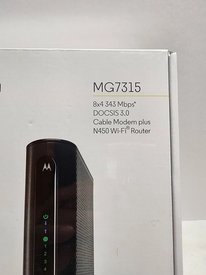 Motorola MG7315 8x4 343 Mbps DOCSIS 3.0 Cable Modem Plus N450 Wi-Fi Router - NEW - Image 2 of 4