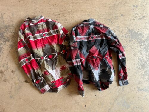 2 Vtg Rare Woolrich Southwestern Aztec Print Cotton Shirts Made In USA Large - Picture 10 of 10