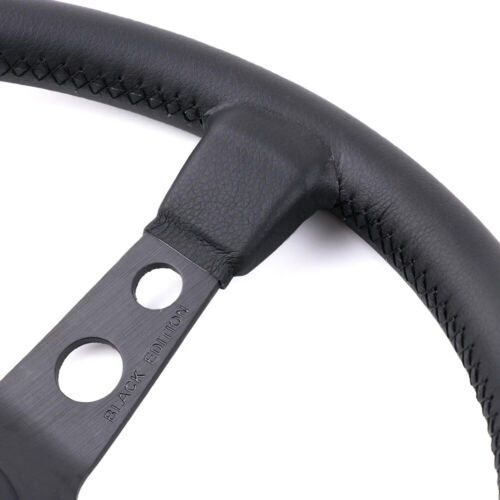 MOMO Prototipo P5 Black Edition 350mm Genuine Leather Deep Dish Steering Wheel - Picture 5 of 7