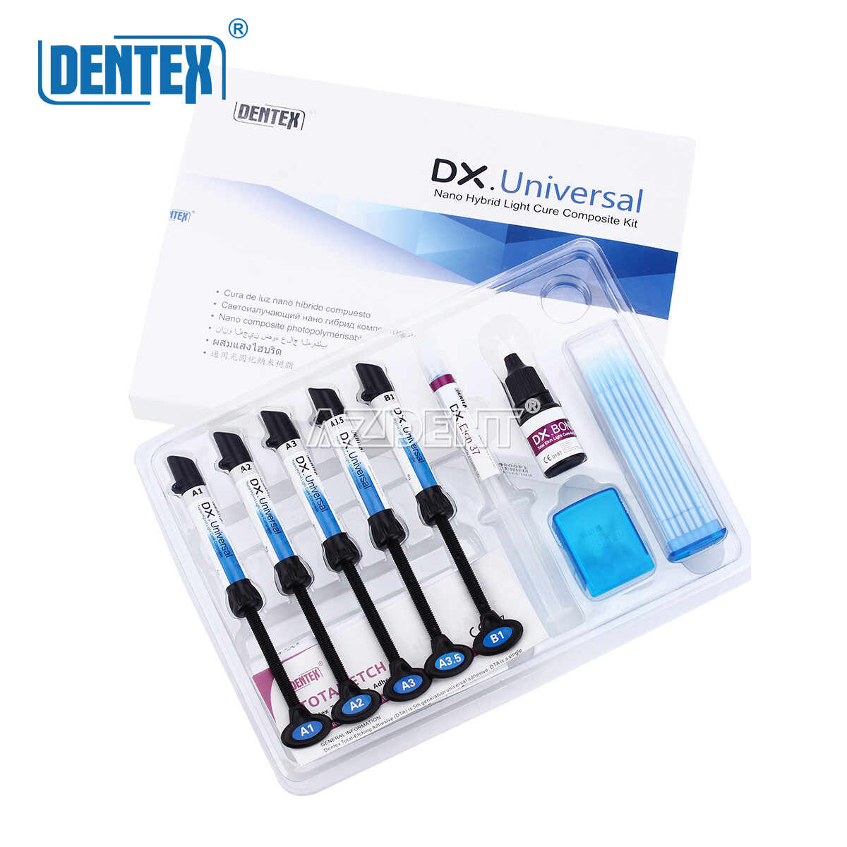 Dentex Dental Light Cure Hybrid Resin Composite  Restoration 6 Syring Kit A1-B1