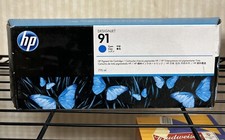 Genuine HP 91 C9467A DesignJet Cyan Ink Cartridge NEW OEM Date: 2015