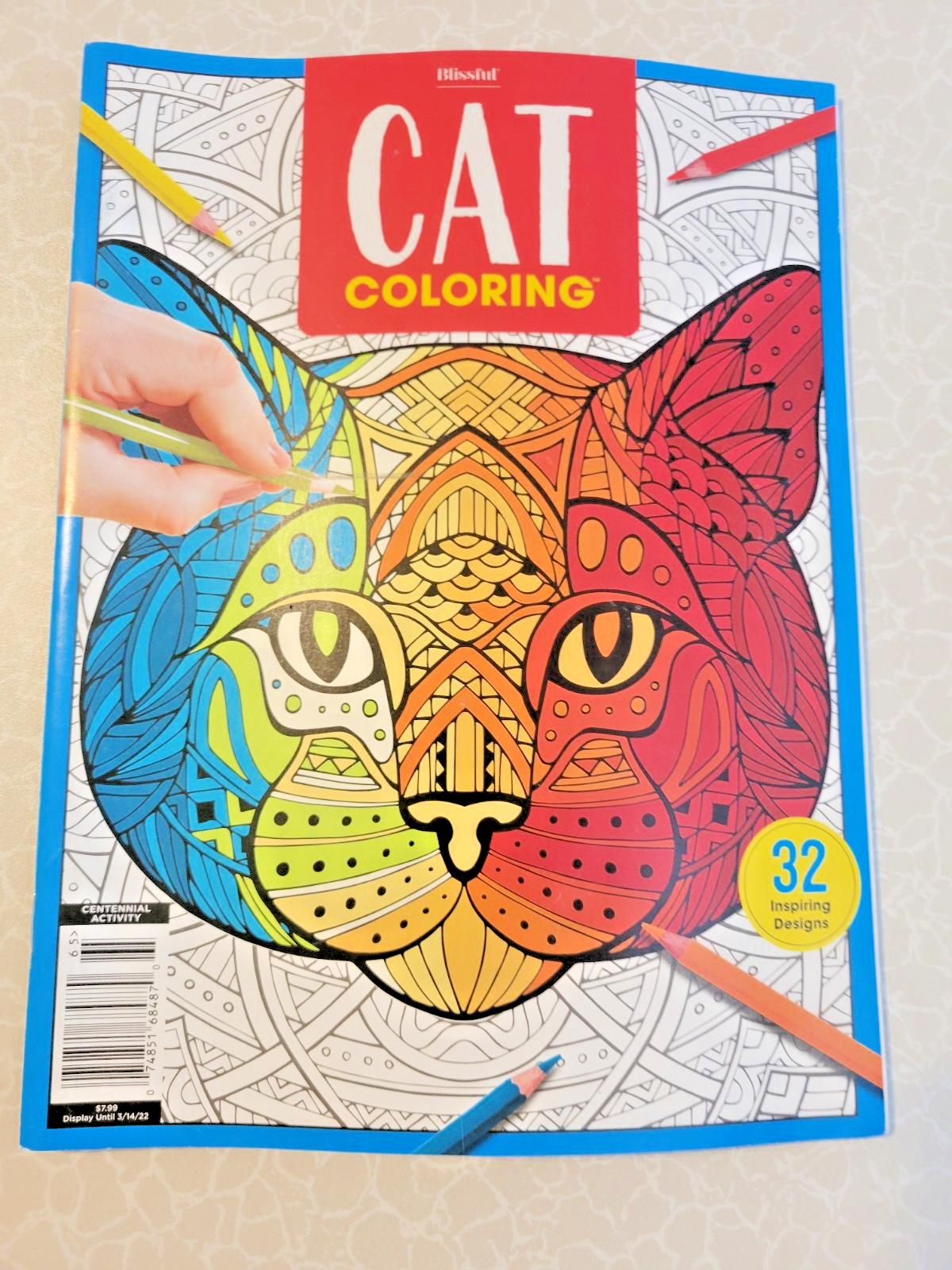 Blissful CAT COLORING 4 Adults -32 Adorable Animals-Create & Unwind-Get Inspired