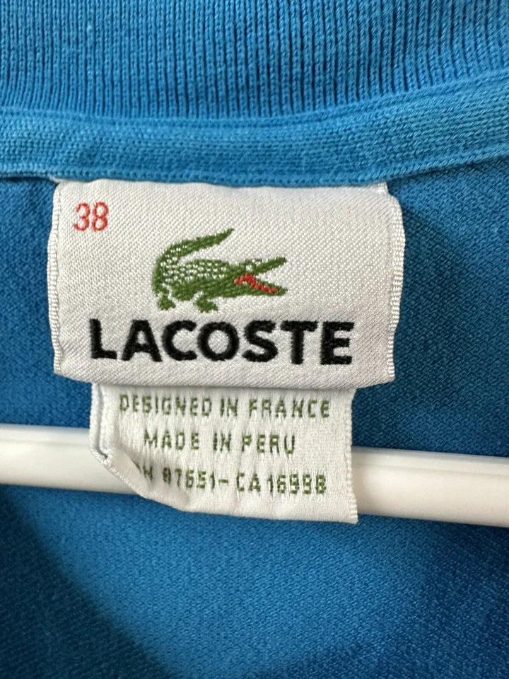 Lacoste Polo Shirt Blue  Short Sleeve Logo Youth Size 38 Skinny Girls Kids - Image 2 of 4