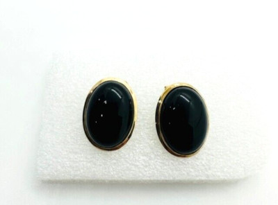 Ohrstecker Nachlass 14 Karat Gelbgold ovale Onyx