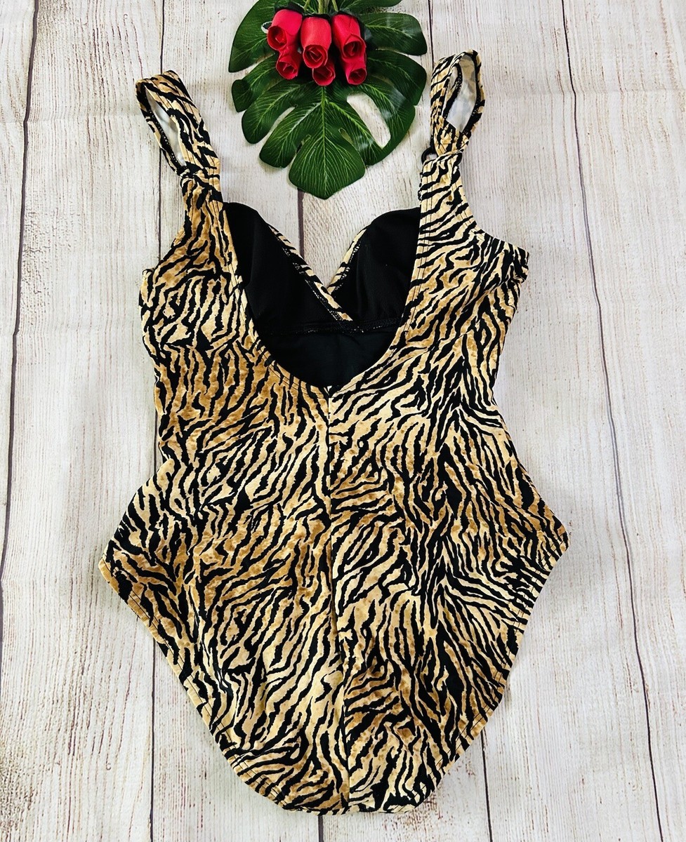 Beach Bay Vintage Women's Animal Print Open Back One Piece