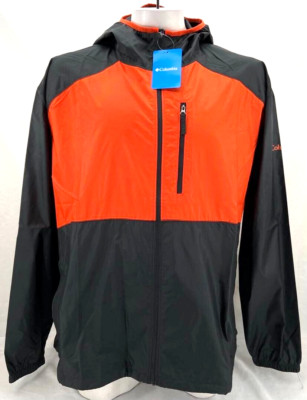 NEW Columbia Flash Forward Black Orange Windbreaker Hooded