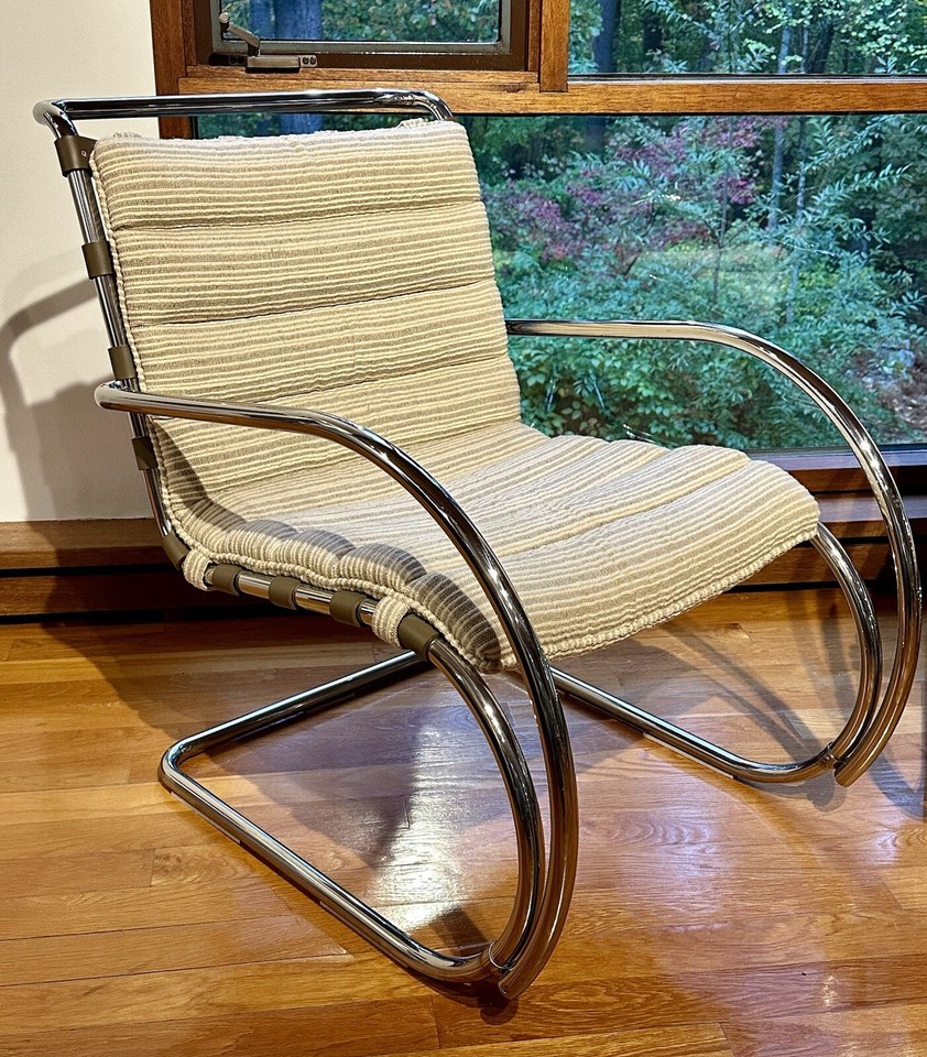 Pair Of Vintage MR Lounge Chrome Chairs by Ludwig Mies Van Der Rohe For